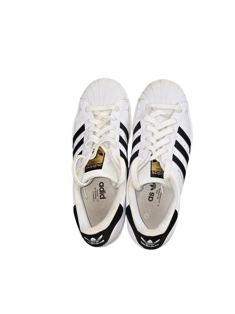 Adidas Big Kids White & Black Superstar Sneakers Size 5